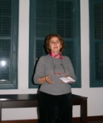 Niki reading at the 7th International Poetry Day in the Naci Talat Peace and Guest House in Nicosia